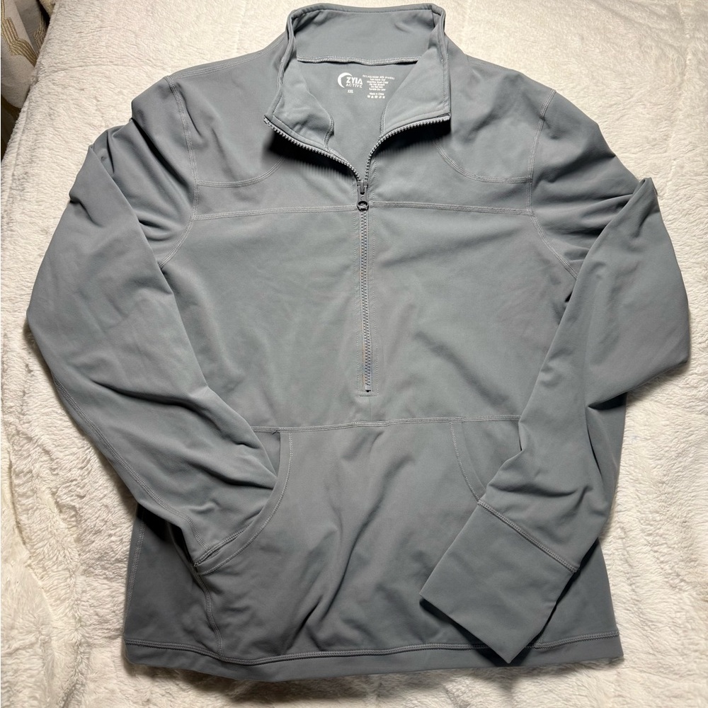 Women’s NWOT Ziya Active 1/2 Zip Gray Stretch Knit Pullover Sz XXL